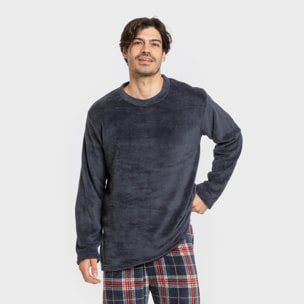 Pijama coral hombre Cuadro Curtis Azul Marino