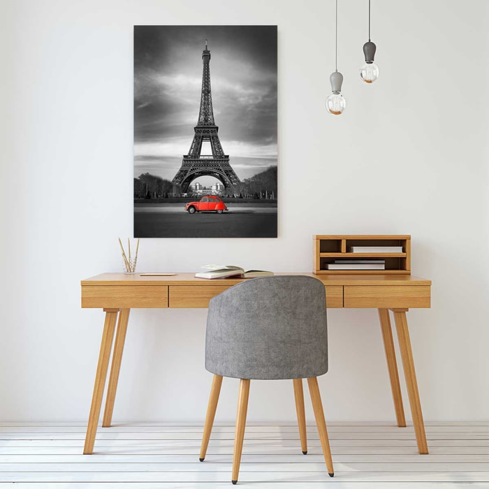 Tableau tour eiffel et voiture rouge Toile imprimée