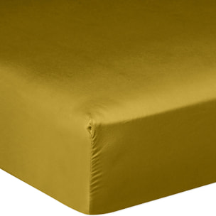 Drap housse - bonnet:30cm 100% satin de coton lavé 105 fils bronze