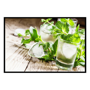 Affiche encadrée mojito frais à la menthe Affiche + cadre en métal - Noir