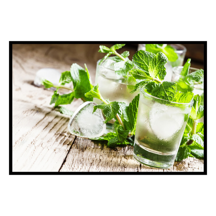 Affiche encadrée mojito frais à la menthe Affiche + cadre en métal - Noir