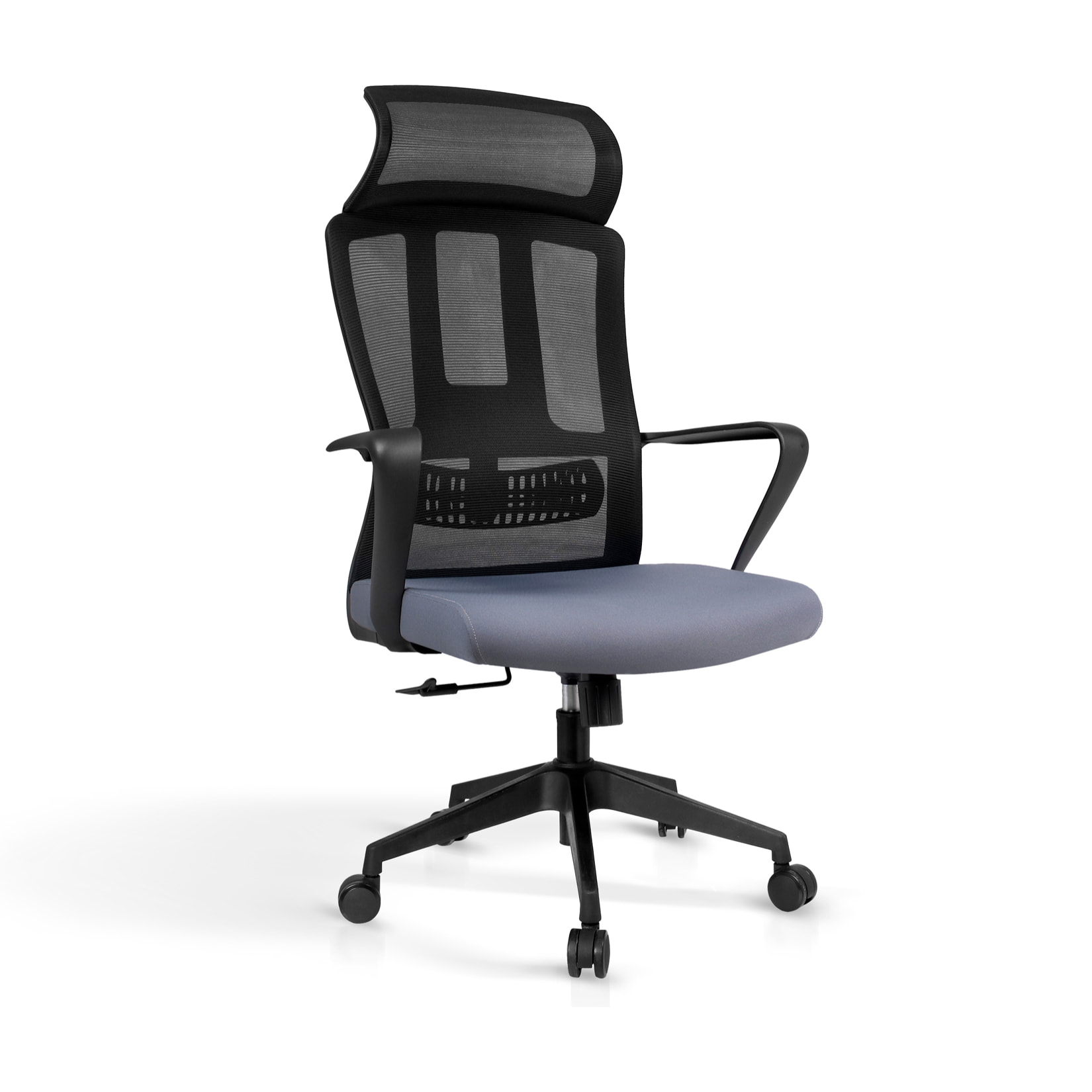 Silla de estudio Ethan tela gris y negro 128x63x66 cm