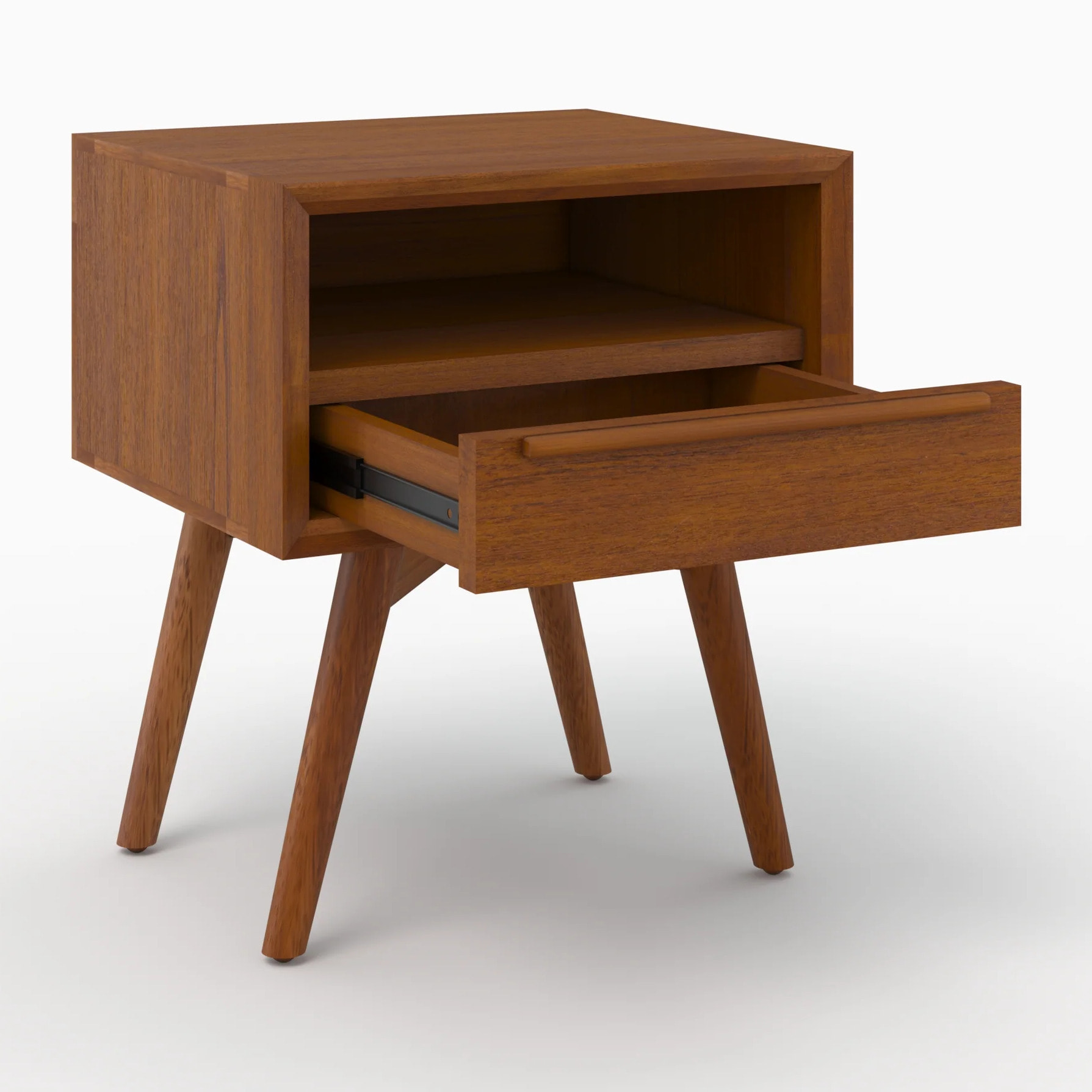 Table de chevet  en bois de teck, 1 niche et 1 tiroir - Waya