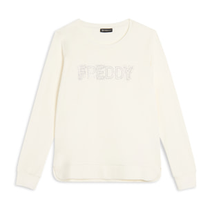 Felpa girocollo con Logo FREDDY in Strass
