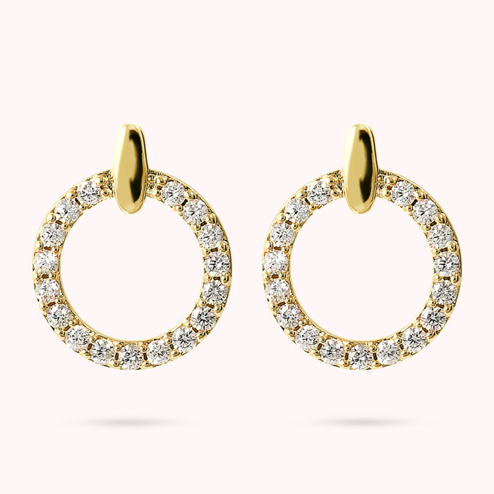 Orecchini Cerchi a Lobo Golden in Cubic Zirconia