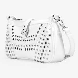 Bolso de hombro blanco con tachas