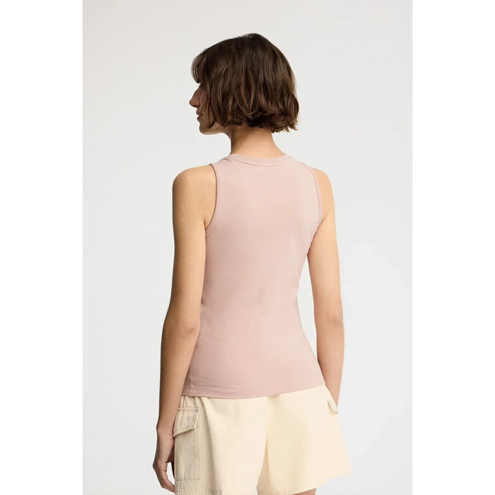 Camiseta sin mangas rosa palo de corte slim con bordado Rigby Go