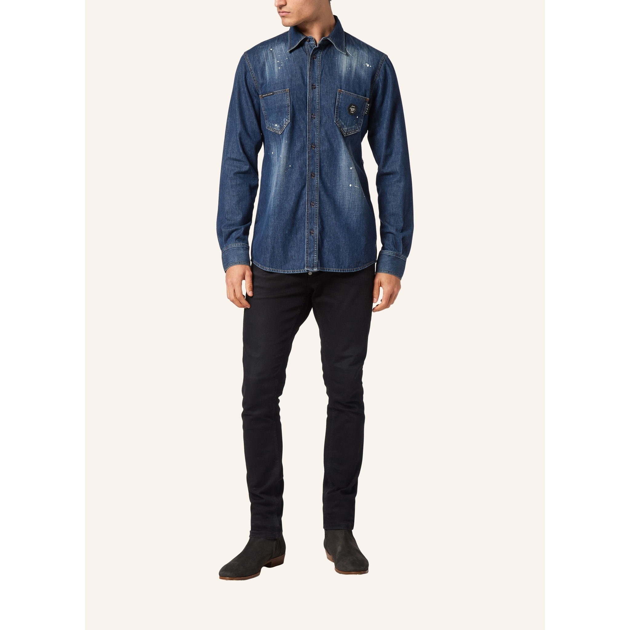 PHILIPP PLEIN Camisa vaquera SKULL&BONES