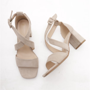 SANDALO FASCIA INCROCIO CHOCOLA' TORTORA