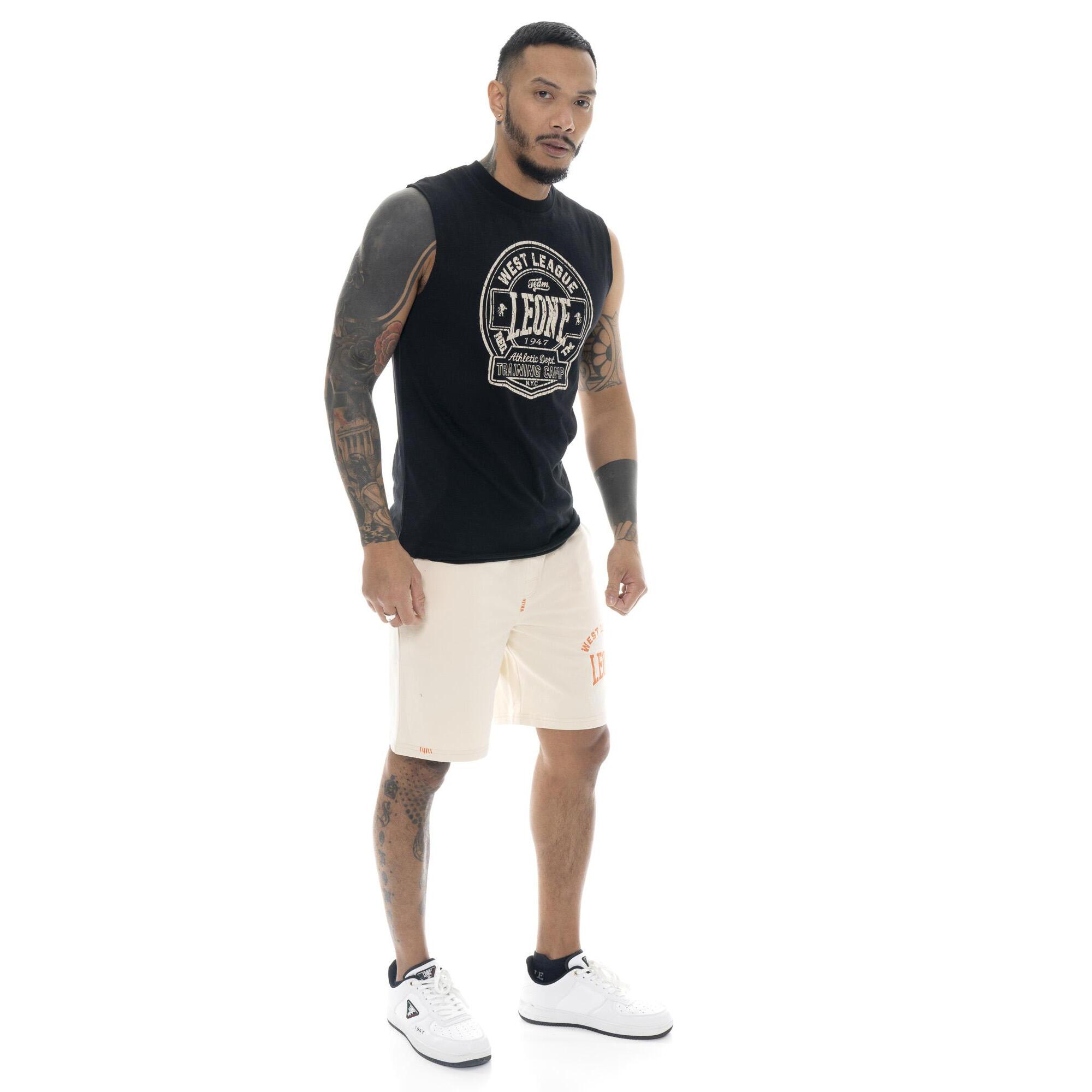 T-shirt smanicata da uomo in cotone Leone Military 1947