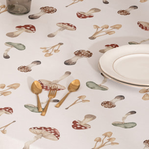 Nappe imprimée anti-tâches AMANITA BLANCHE