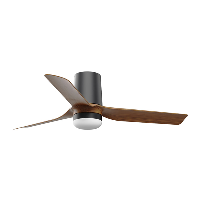 MINI PUNT TUB S LED Ventilateur de plafond noir/noyer TUYA