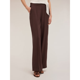 Motivi - Pantaloni palazzo in raso - Marrone