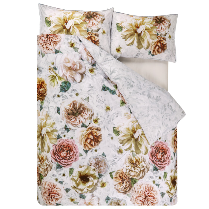 Housse de couette imprimée en percale de coton, PAHARI TUBEROSE, Gris