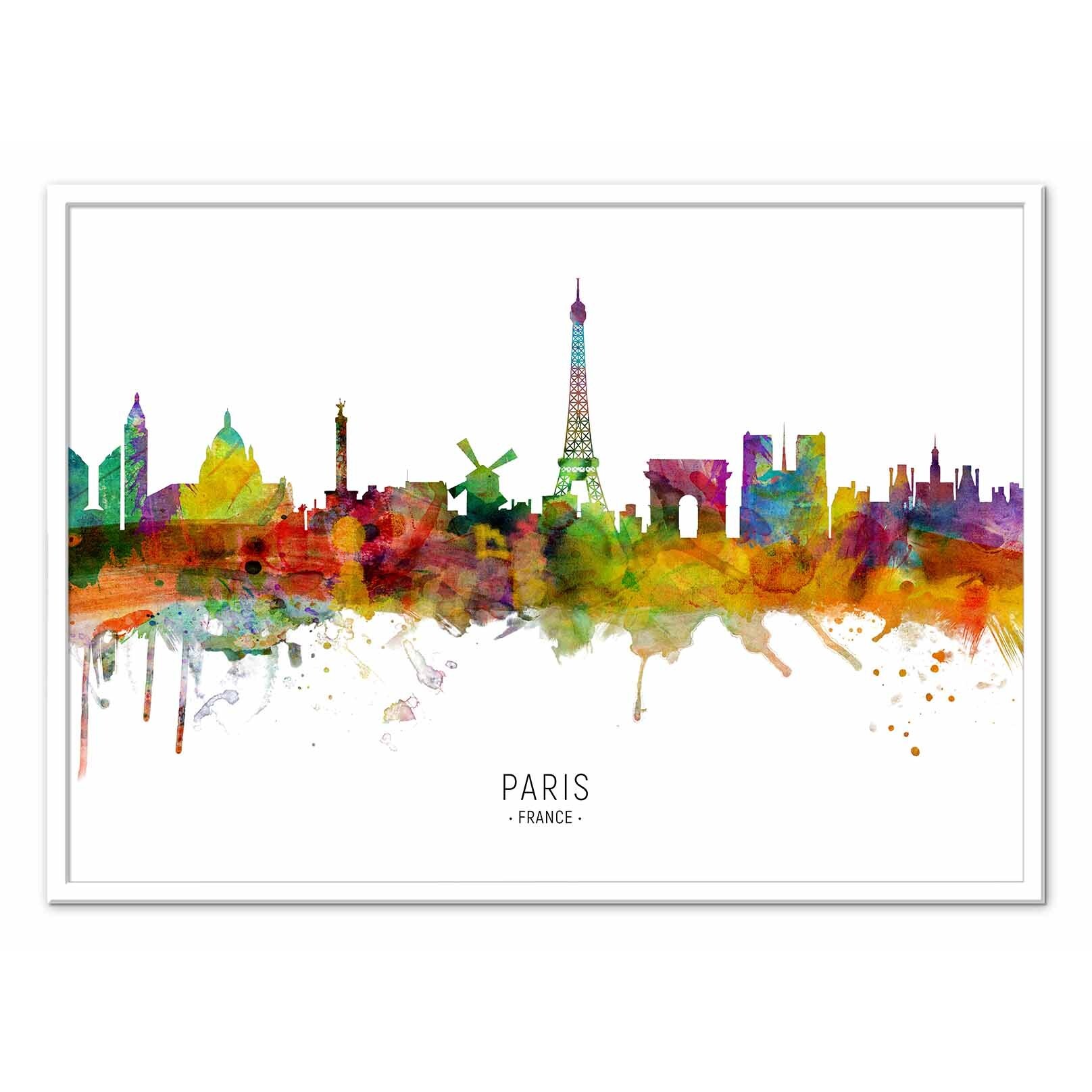 Affiche - Paris France Skyline (Colored Version) - Michael Tompsett