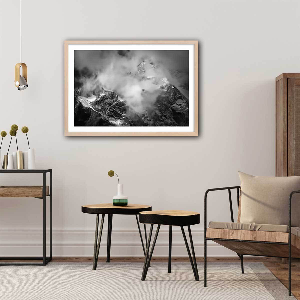 Affiche photo au sommet de la jarjatte Affiche + cadre en bois - Chêne