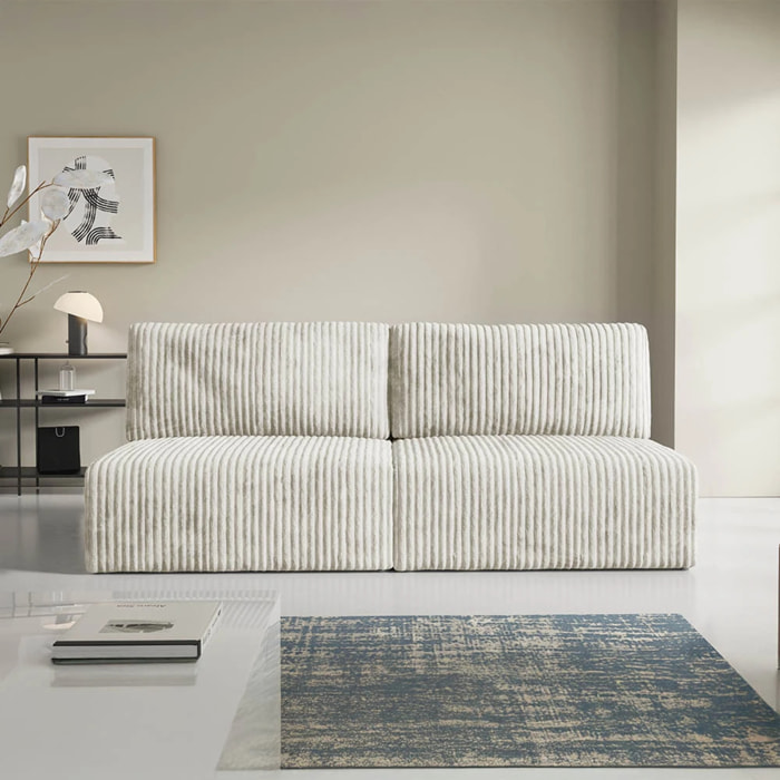 ELIOR - Canapé 3 places convertible en velours beige