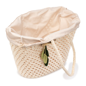 Zeccone bolso de hombro mujer. Fabricado en algodón, con borla decorativa.