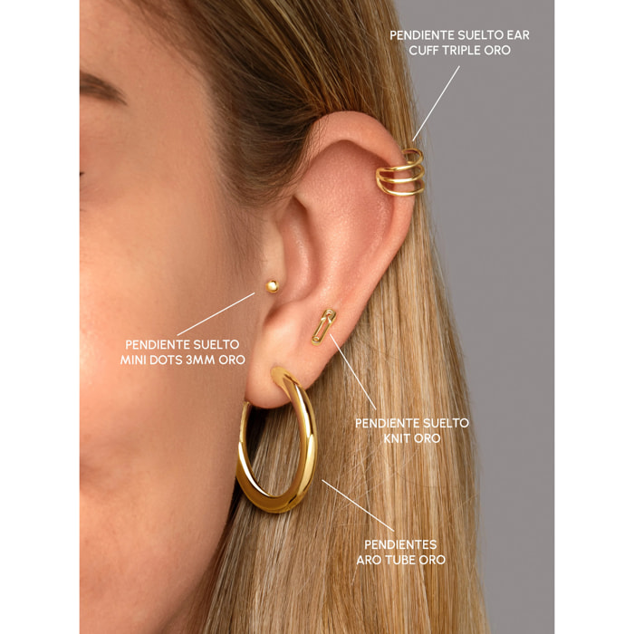 Orecchino Mini Dots 3Mm Argento Placcato Oro