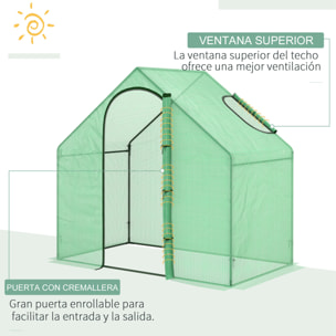 Invernadero Pequeño Invernadero de Exterior con Ventana Puerta con Cremallera y Marco de Acero Invernadero para Cultivar Tomates Plantas Flores 180x100x168 cm Verde