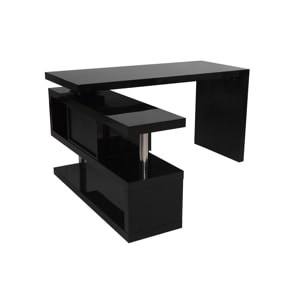 Bureau modulable design avec rangements 2 tiroirs noir laqué L140-218 cm MAX