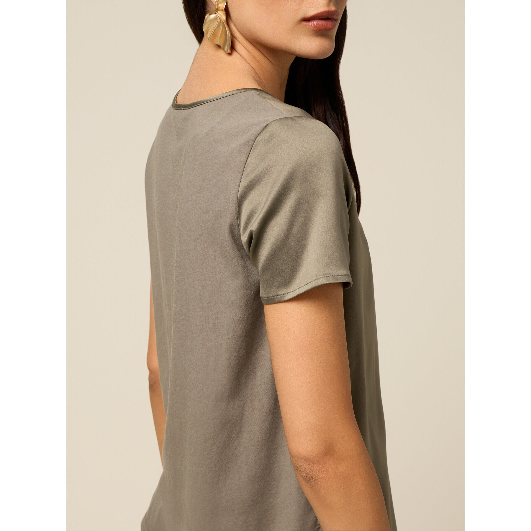 Oltre - T-shirt bimaterica - Verde militare