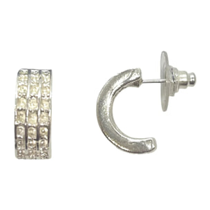 Pendiente Dots medio aro en plata 10µ