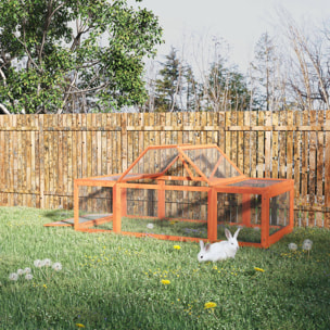 Clapier cage à lapins extérieur intérieur 2 + 1 portes 180 x 90 x 48 cm bois pin pré-huilé