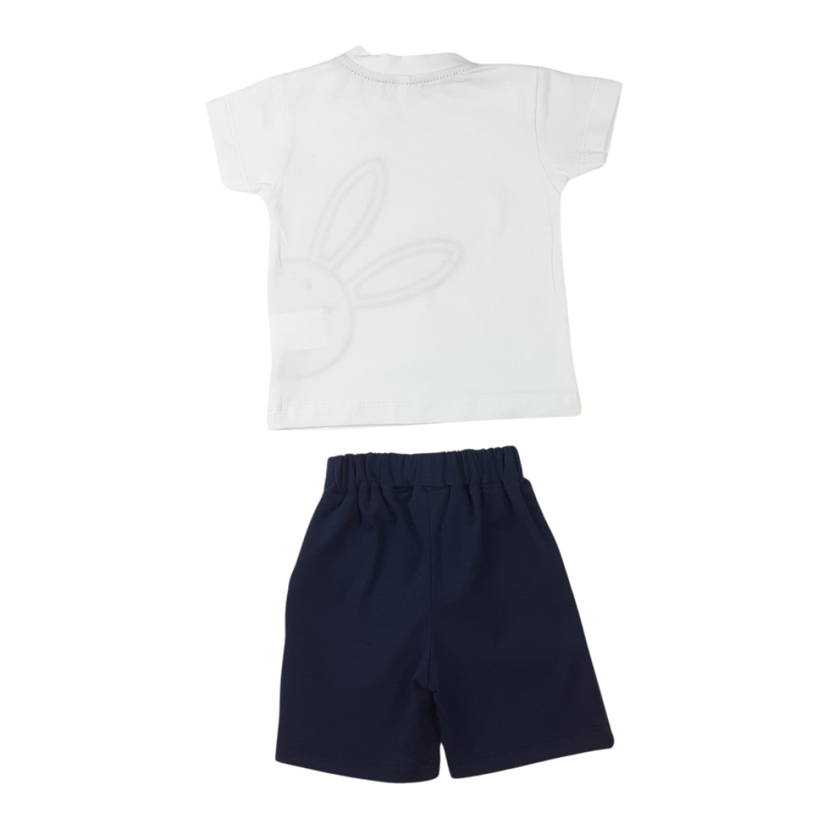 SET 2 PCS TSHIRT JERSEY BIANCO SHORT NAVY BLU CONIGLIETTO