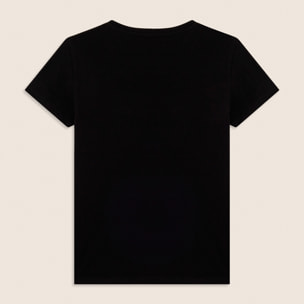 T-shirt con strass e inserto in mesh