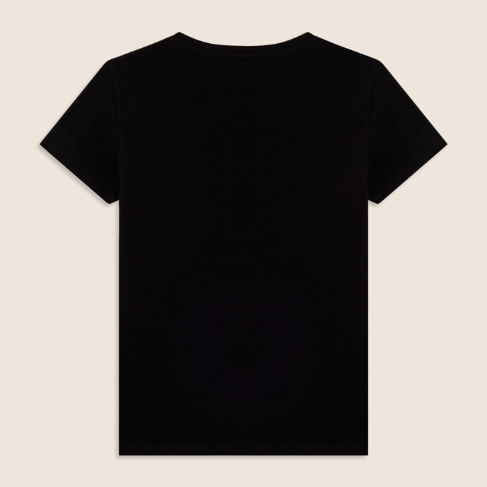 T-shirt con strass e inserto in mesh
