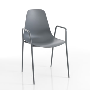 Tomasucci lot de 4 chaises d'intérieur/extérieur avec accoudoirs OSLO GRIS PLUS