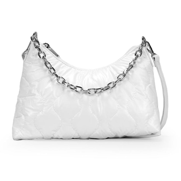 Bolso nylon blanco con cadena