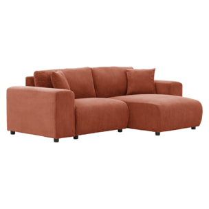 JAMBI Canapé d'angle modulable 3 places en velours côtelé terracotta