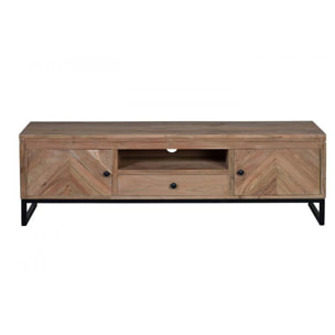 Mueble TV - madera de acacia y hierro - 160x40x50cm