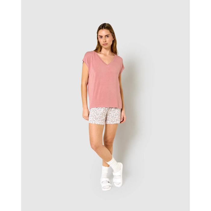 Pigiama corto in viscosa rosa