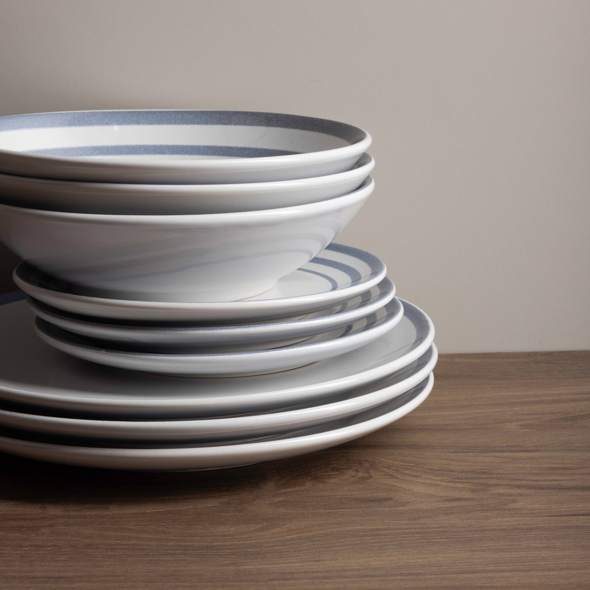 Set de 3 platos de postre ø19cm san ignacio con líneas azules