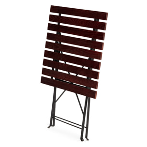 Mesa de Jardín Plegable Agata de Madera y Metal Negro