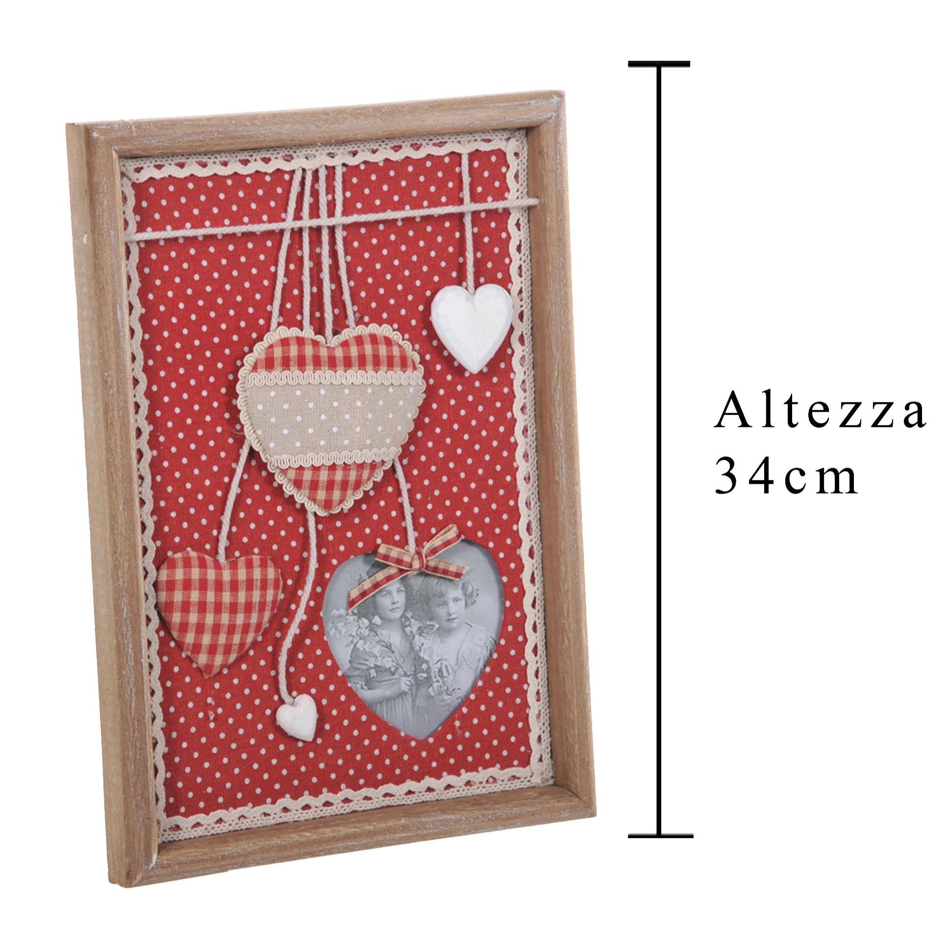 Portafoto Con Cuori. Altezza 34 Cm - Pezzi 1 - 22X34X2,5cm - Colore: Incolore - Bianchi Dino - Portafoto,Cornici Multifoto, Specchi