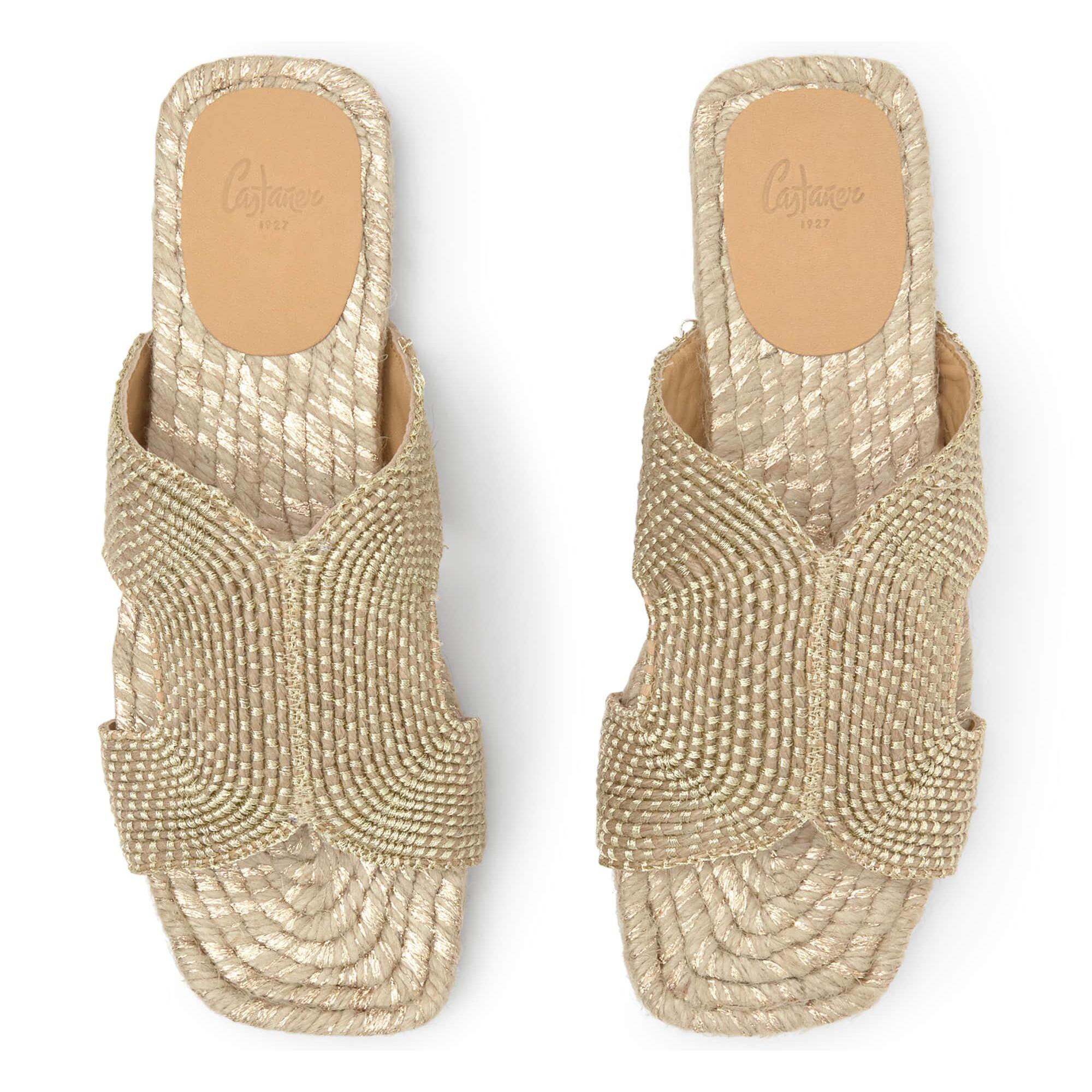 Sandalia plana slip-on Puri en yute y rayón