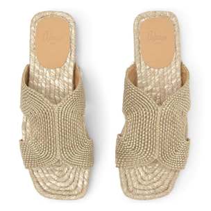 Sandalia plana slip-on Puri en yute y rayón