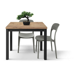 Tavolo POSITANO in legno effetto rovere e gambe antracite, allungabile a libro 90x90 cm - 180x90 cm