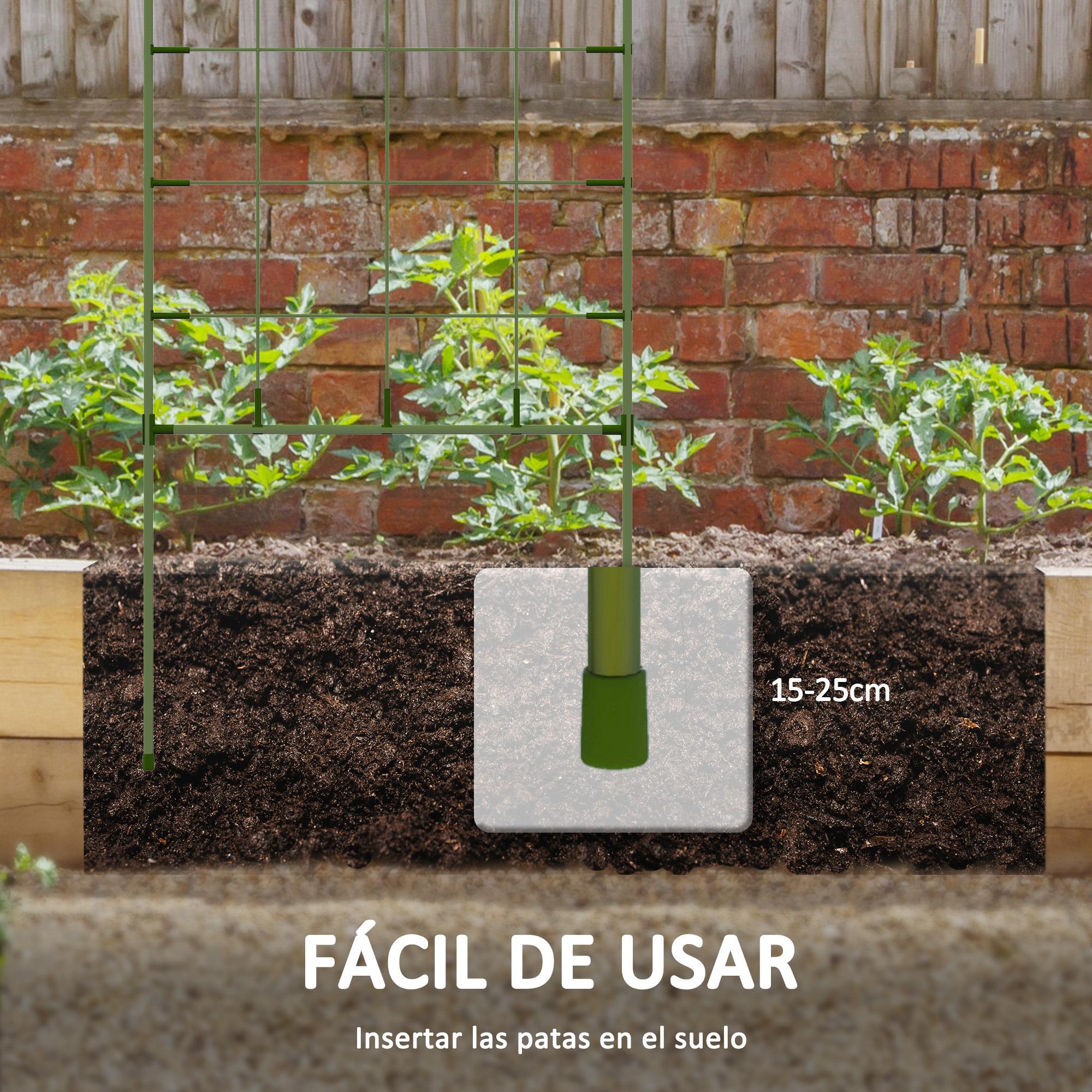 Outsunny Juego de 4 Enrejados de Jardín Soportes para Plantas Trepadoras con Marco de Acero para Frutas Verduras Flores 40x90 cm Verde