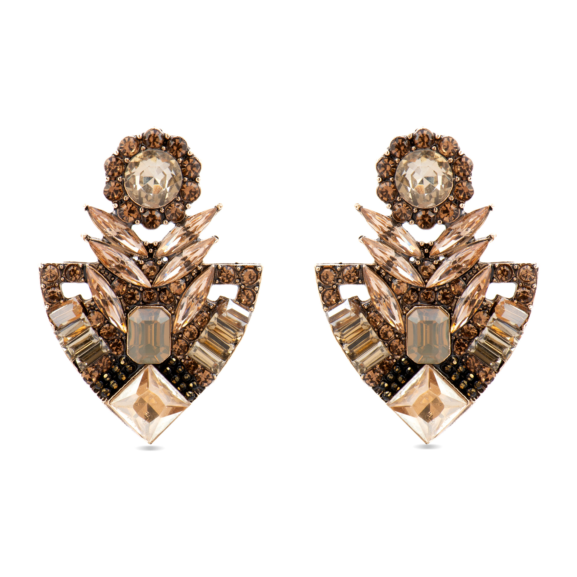 Pendientes con Cristal Multicolor acabado oro 18k