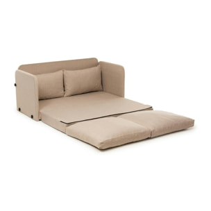 Canapé-lit en lin beige, 2 personnes 140 cm ORURO