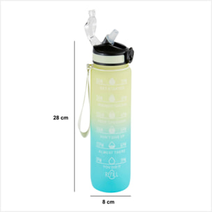 Bouteille avec paille en silicone intégrée 1L