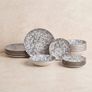 Servizio piatti effetto minerale in porcellana - Grigio Pietra