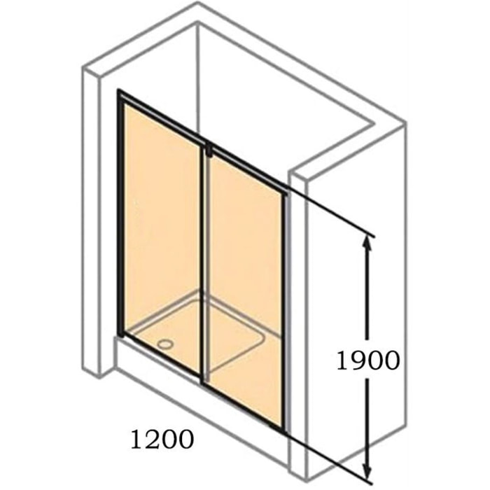 Next - Porte de douche 120 cm en verre transparent avec porte coulissante + Profilés chromés mat (140402.069.322)