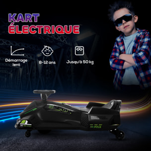 Crazy Cart enfant - Kart électrique enfant 12V 8Km/h max. - Kart Drifting - nombreux effets - noir