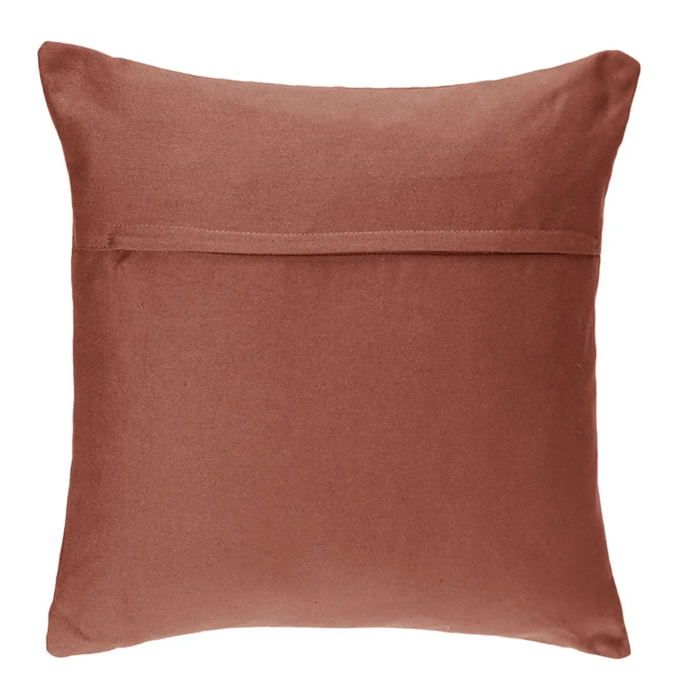 Coussin déhoussable coton rose terracotta 38x38cm